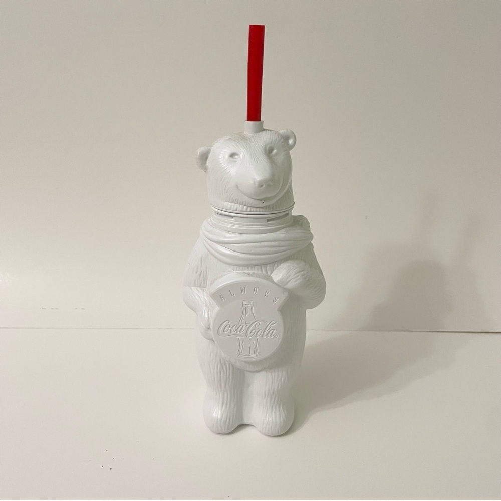 Vintage Always Coca-Cola Polar Bear Plastic Collector’s Drinking Cup With Straw